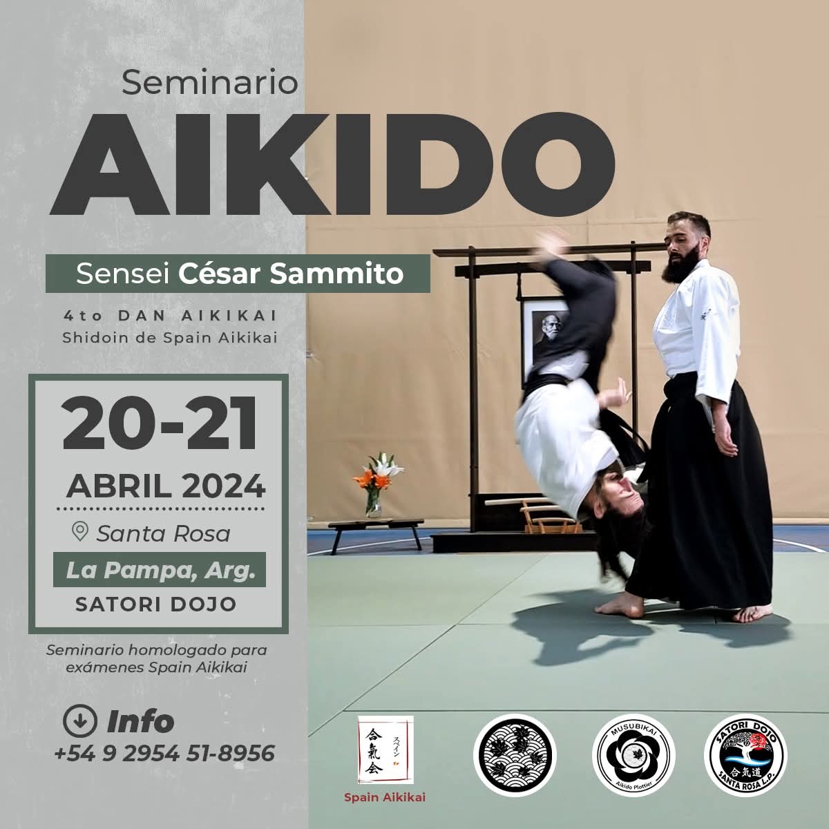 Seminario de Sensei César Sammito en Santa Rosa, La Pampa — 20 y 21 de abril de 2024